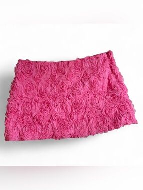 Urban Outfitters UO Lulu Textured Rosette Mini Skirt Pink